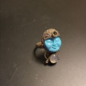 925 Sterling Silver Carved Goddess Ring